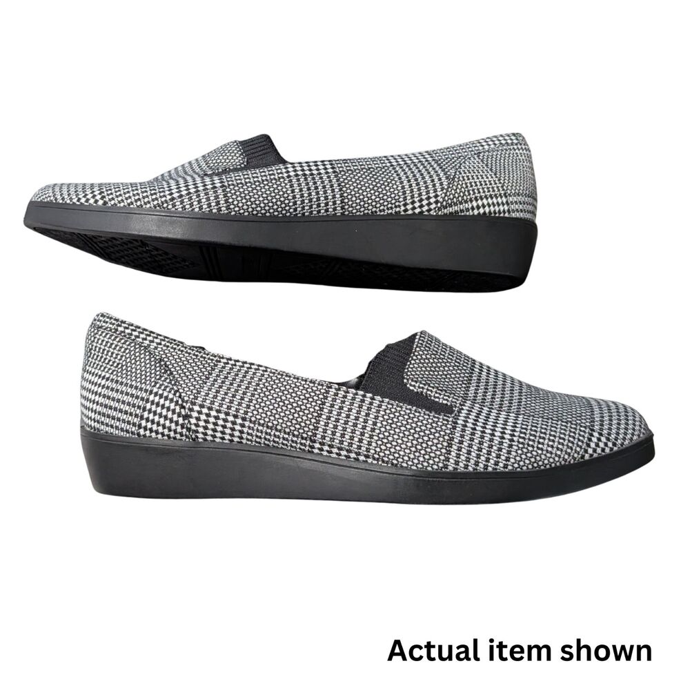 👞 Aerosoles 7.5 Comfortable Glen Plaid Loafers Pointed Toe Flats Black White - Picture 5 of 8